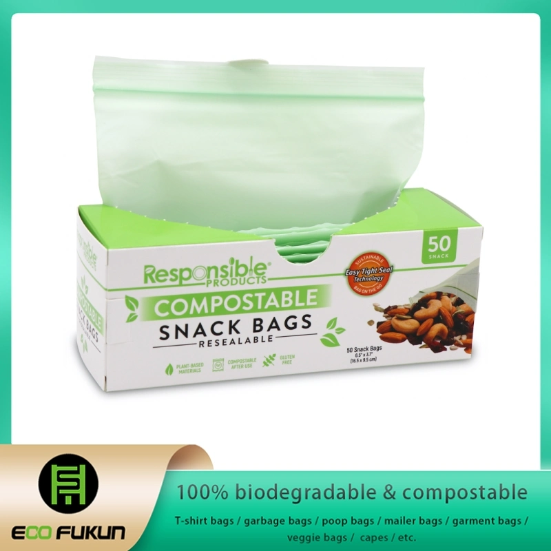 100% Compostable bolsas de comida para llevar la bolsa de cremallera, biodegradable, bolsa Ziplock, envases herméticamente bolsa, bolsa de prendas de vestir, de los hogares Plant-Based Bolsa de almacenamiento Plastic-Free