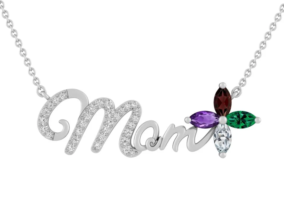 Mama Necklace Gifts for Mom Rose Gold Diamond Cut Cubic Zircon Mama Pendant Necklaces Wholesale/Supplier