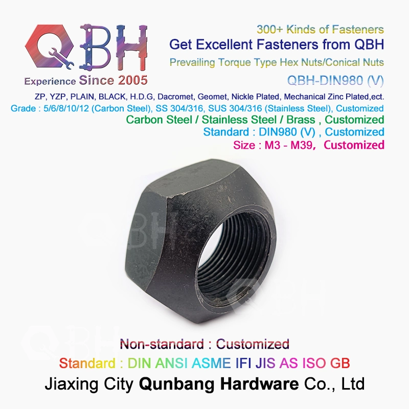 Qbh DIN980 (V) DIN980V DIN980 (V) DIN 980 V HDG Zinc Plated Black Yzp Wheel Hub Lock Hex Conical Nuts Car Auto Accessories