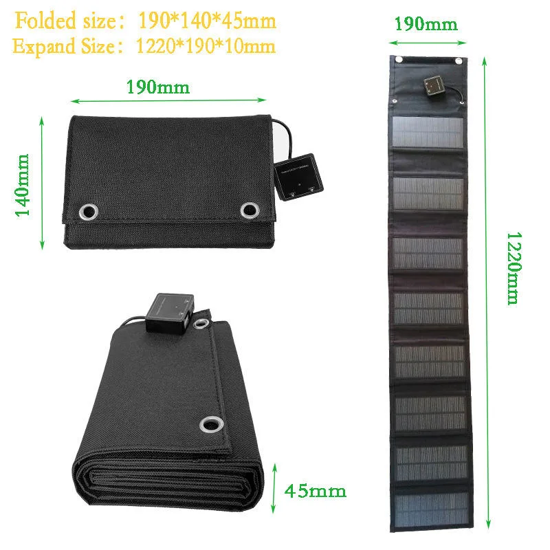 100W Foldable Solar Panel 5V Cargador portátil de batería USB exterior Batería resistente al agua