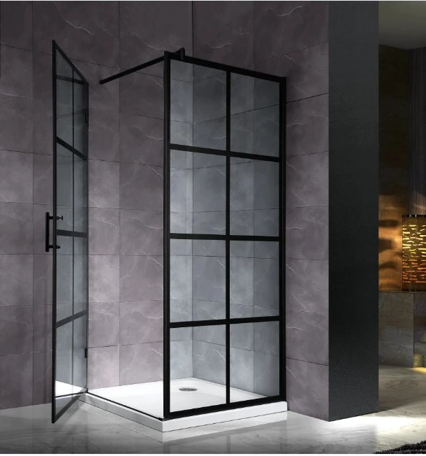 Bathroom Shower Glass Door Shower Enclosure with Stainless Steel Supporting Bar