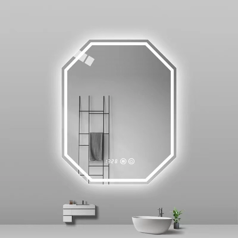 مصباح LED للحمام الذكي مثبت على الحائط مزود بشاشة تعمل باللمس مضادة للضباب المرآة