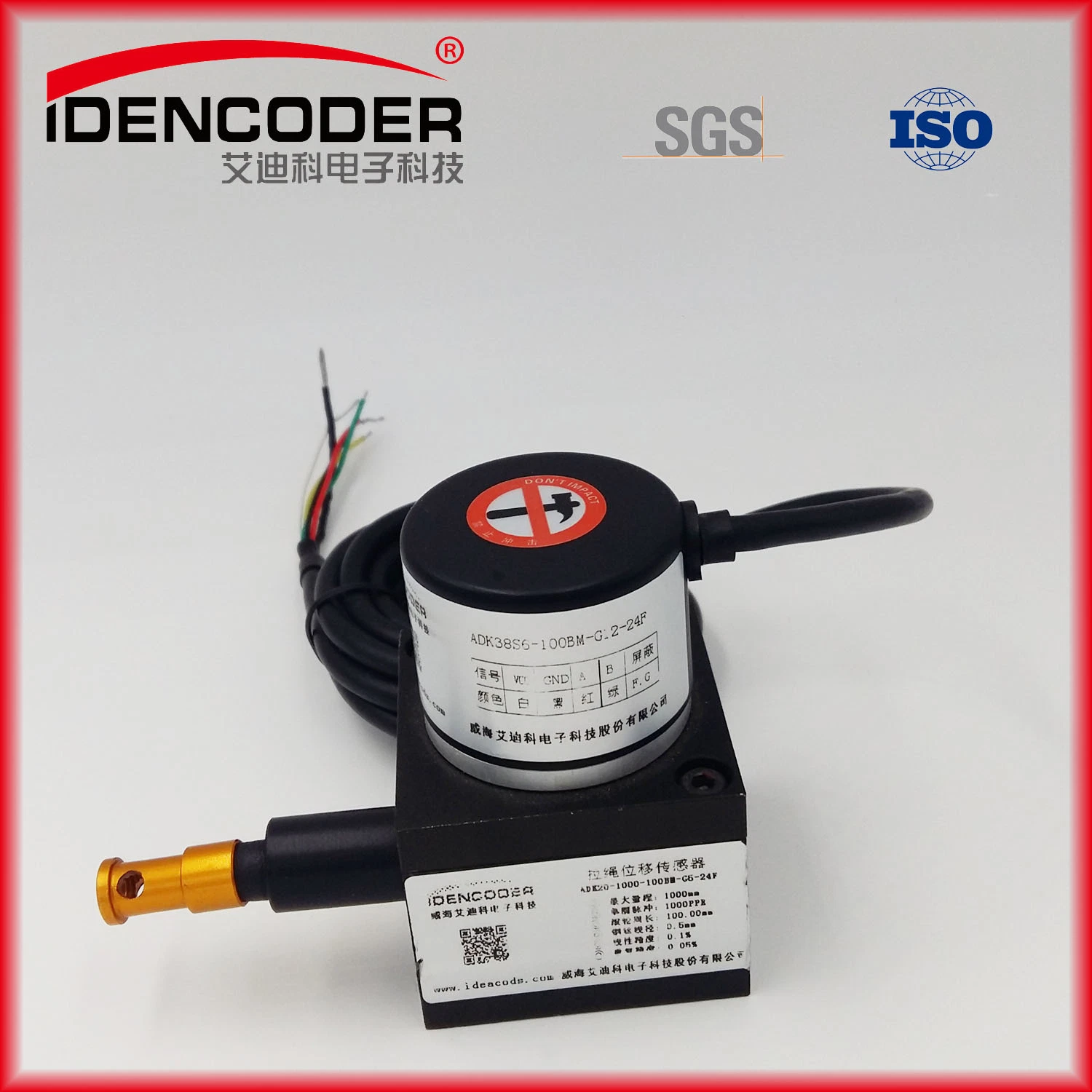 Adk 20 Draw Wire Encoder 50*35mm Thickness 76mm Measuring Stroke 0-1200mm