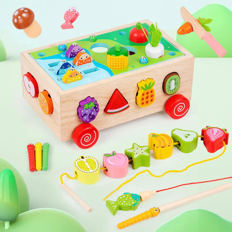 Baby Educational Wooden Montessori Shape Sorting Magnetic Fishing Toy