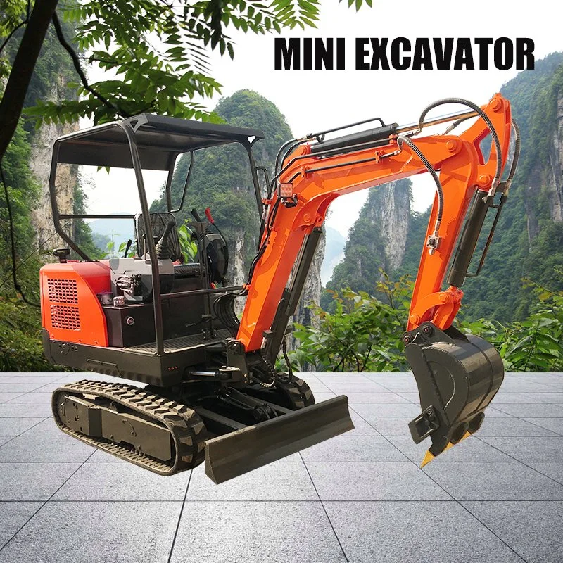 EPA China Construction Machinery 2.0 T Mirco Excavator Mini Rotary Digger with Rubber Steel Crawler and Air Conditioner for Digging Hole Grave