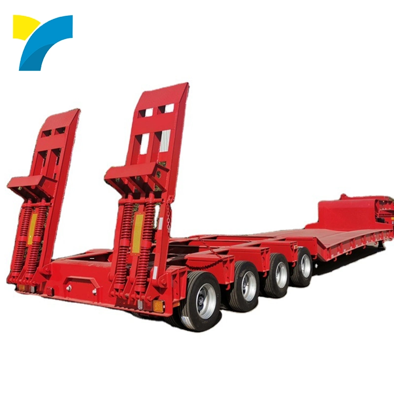 Tri Axle 60-80 Tons Low Bed Trailers, Machinery Transport Pool Type Low Bed Semi Truck Trailer