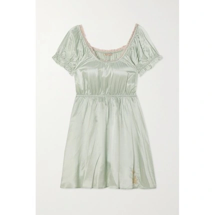 Neuheiten Sommer Freizeitbekleidung Puff Sleeve Woman Mini Satin Kleid Sleeping Kleid Satin Sleepwear