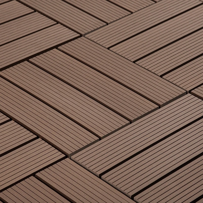 300 * 300 mm Instalação rápida baixa Manutenção à prova de água Anti-Fade plástico de madeira Ladrilhos compósitos WPC Interlocking Patio Deck