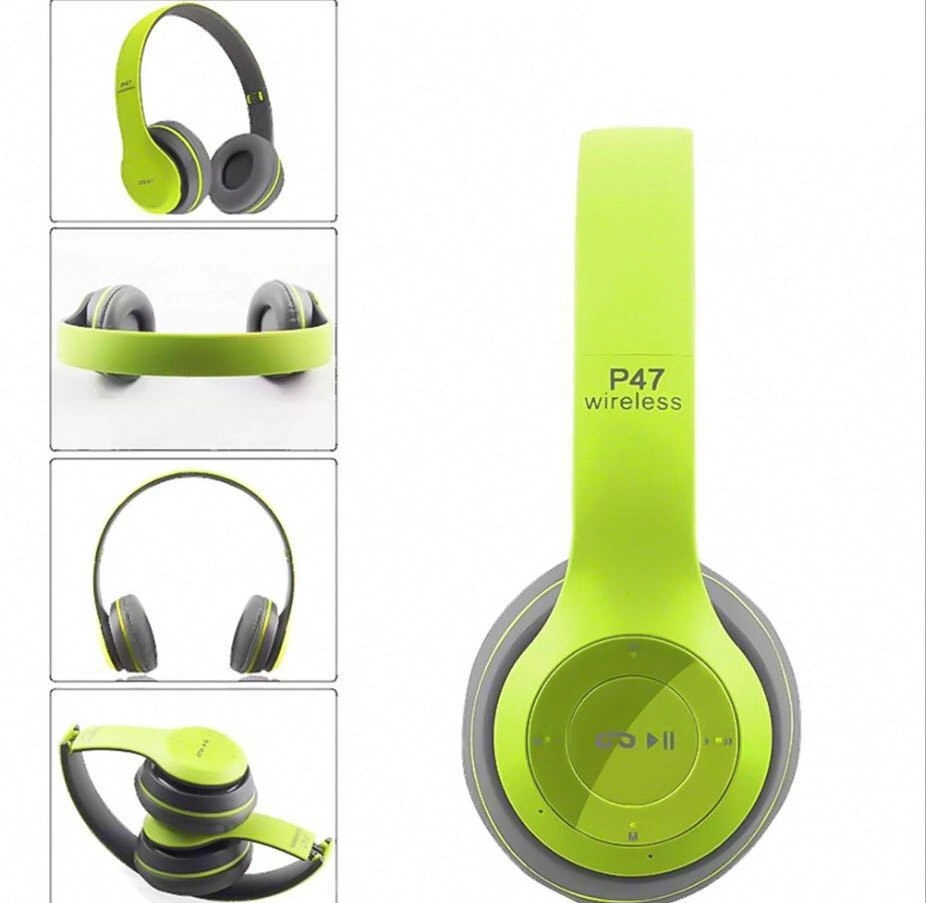 Black P47 Foldable Slim Wireless Bluetooth Headphone