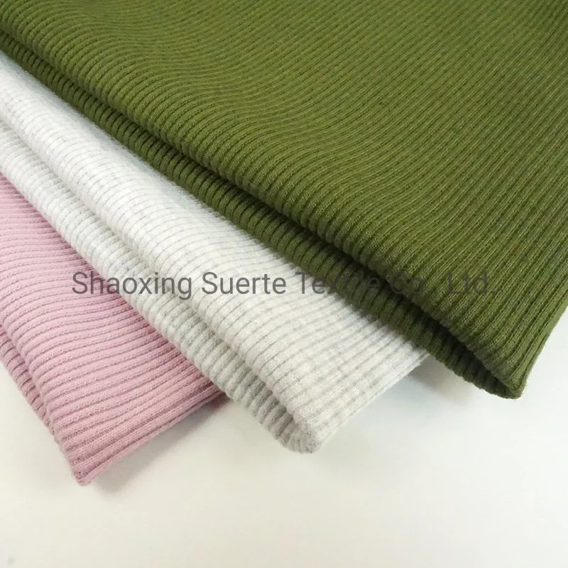 A Grade Quality Knit Tc Rib Fabric Cotton Polyester Spandex Fabric for Apparel