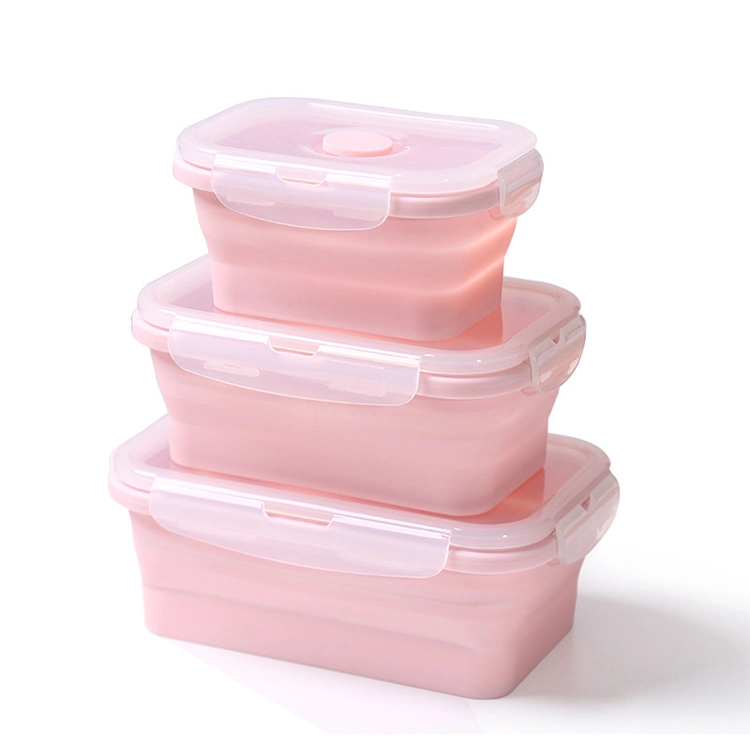 Silicone Folding Lunch Box Food Grade Microwave Heated Lunch Box Large