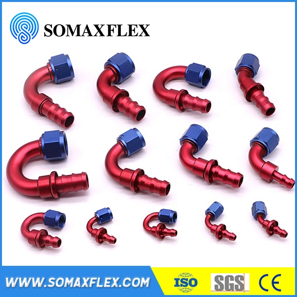 Red Blue Aluminum 45 90 Degree Swivel Female Premium An4 An6 An8 An10 An12 Push on Hose Ends Fittings