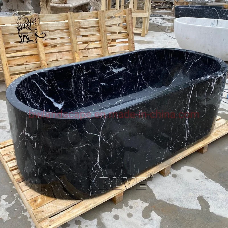 Manufacturer Wholesale/Supplier Bathroom Nero Marquina Bath Tubs Freestanding Black Marble Bathtub Shower Room