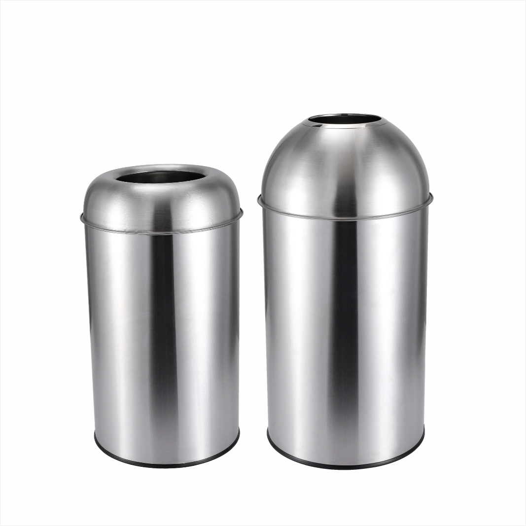 Public 50/65L Stainless Steel Round Open Top Trash Can