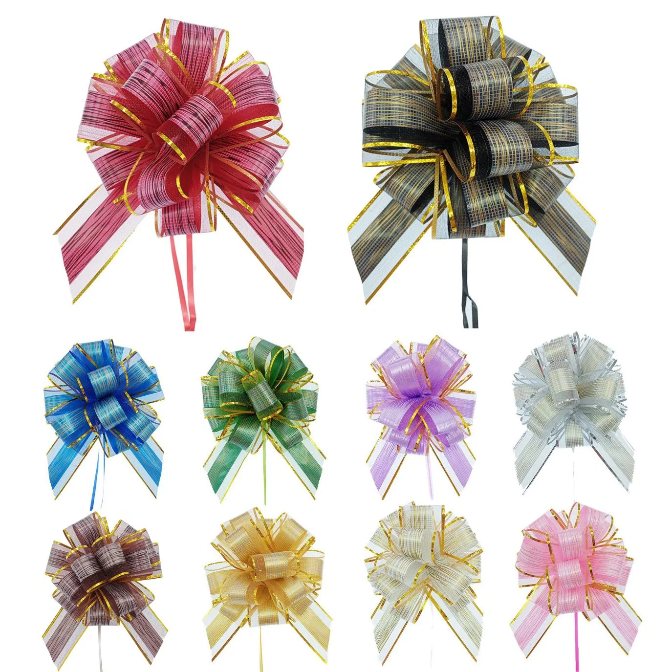 Pieces Pull Bows Decorative Assorted Colors Gift Wrap Ribbon Pull Bows for Christmas
