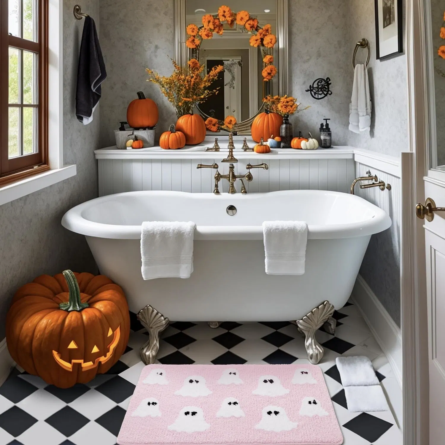 Halloween fantasmas baño Mat Cute decoración Casa Baño Rosa tazas para el baño no resbalar, ducha de moda para el baño, dormitorio, Living Home