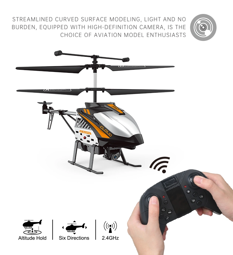 2.4G 4 Channels Remote Control Metal Drone Flying Helicopter Aircraft Toy RC Helicopter with Camera WiFi for Adult Kids
