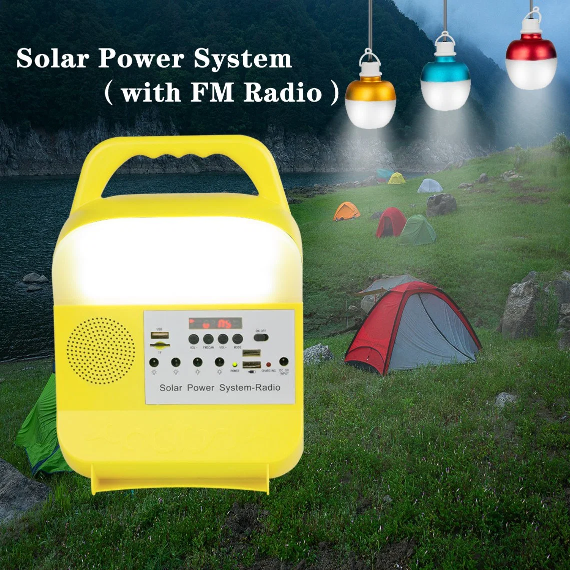 Altavoz portátil High-Power Radio Energía Solar iluminación integrada del sistema de altavoces Bluetooth FM de la luz solar