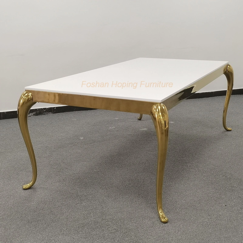 Luxury Rectangular Dining Table with Creative Snake Shape Stainless Steel Legs for Wedding Banquet Hotel Restaurant Home Dining Table