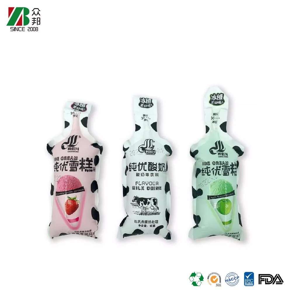 Factory custom soft plastic printed laminated packing materials yogurt packaging bag