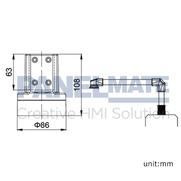 4460 Series Arm-Mounted Parts for Industrial Touchscreen Monitor and PC Box Connector Ral 9006