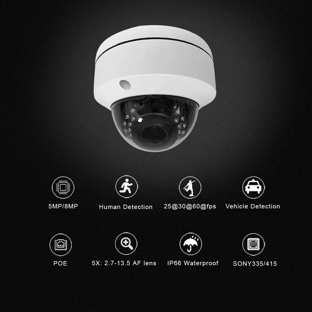 Hico 8MP Sony Sensor HD 5X Zoom Network Onvif Poe IR PC Software Vms Cms Phone APP Remote Security Video Surveillance Hikvision Protocol IP CCTV Camera