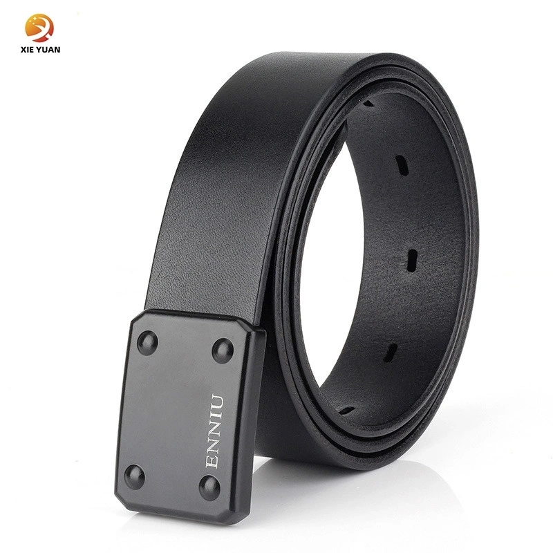 China Factory High Quality Training Outdoor Sports Belt Black Brown Custom Genuine Leather Belts for Men Belt Buckle Casual Belt