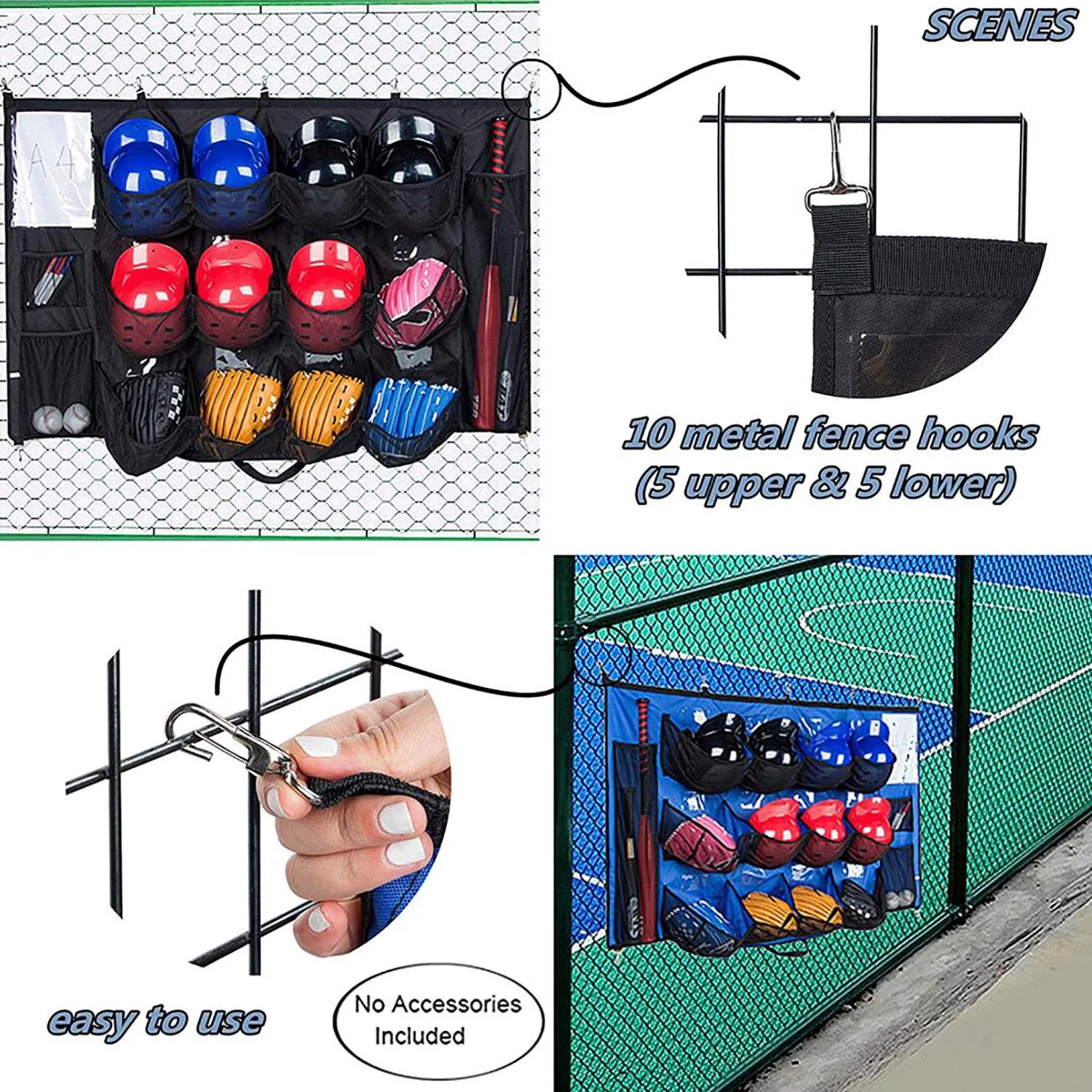 Hanging Softball 12 Player Dugout Organizer Baseball Helmet Bag Ci23798