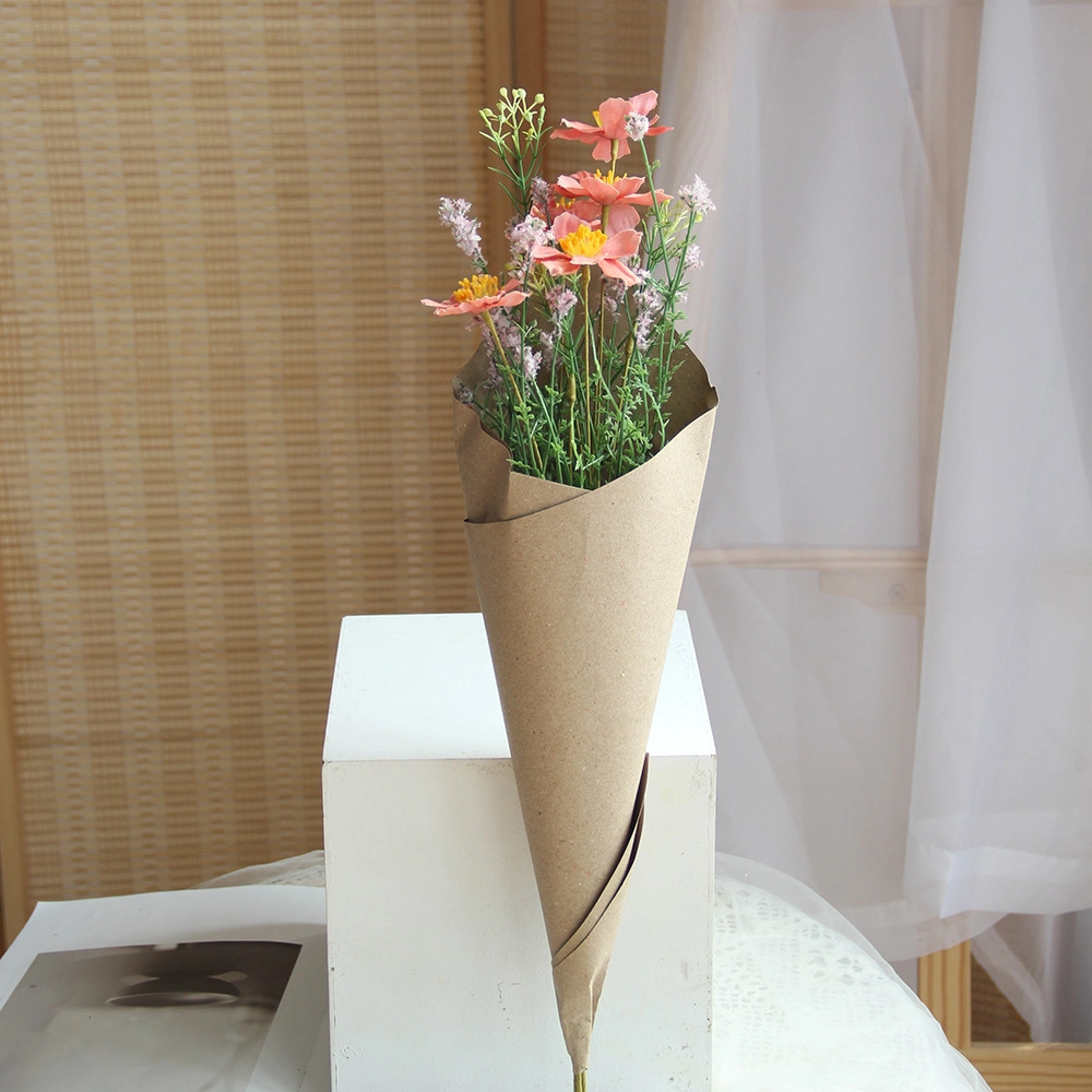 Artificial Flowers Flower with Kraft Paper Bouquet Spring & Summer Home Decoration Wedding Party Everyday