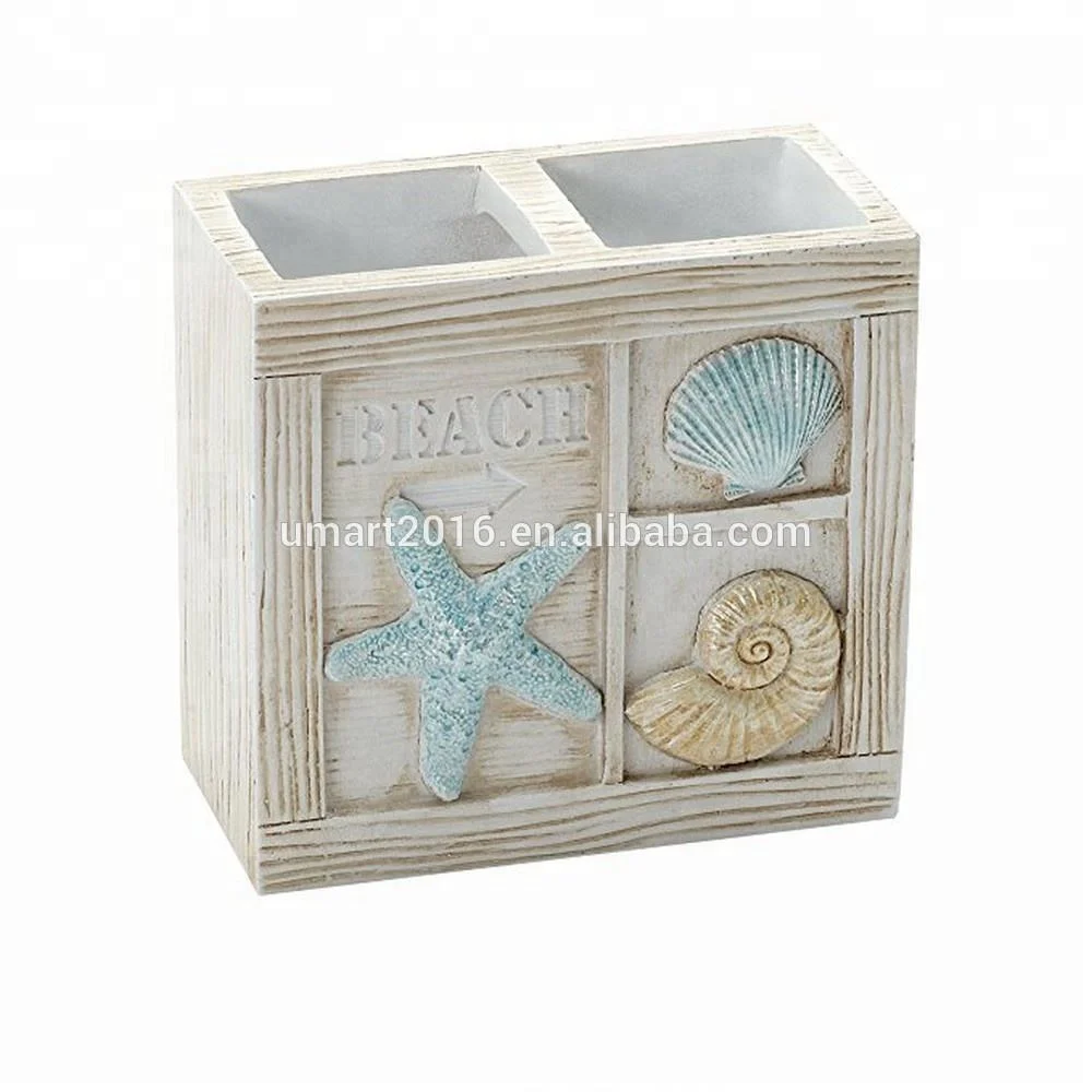 New 2018 Novelty Starfish Seaside/Seashore Resin Products Wooden Bathroom Accessories