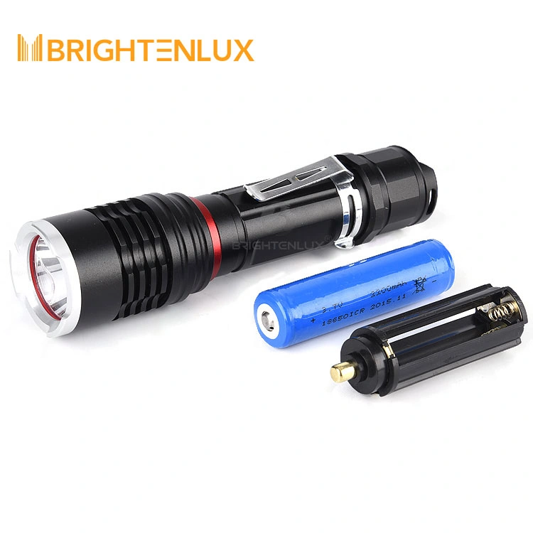 Brighttenlux Nueva fábrica diseñada Venta a granel USB impermeable Zoomable Tactical Mejor linterna LED recargable Mundos más brillante