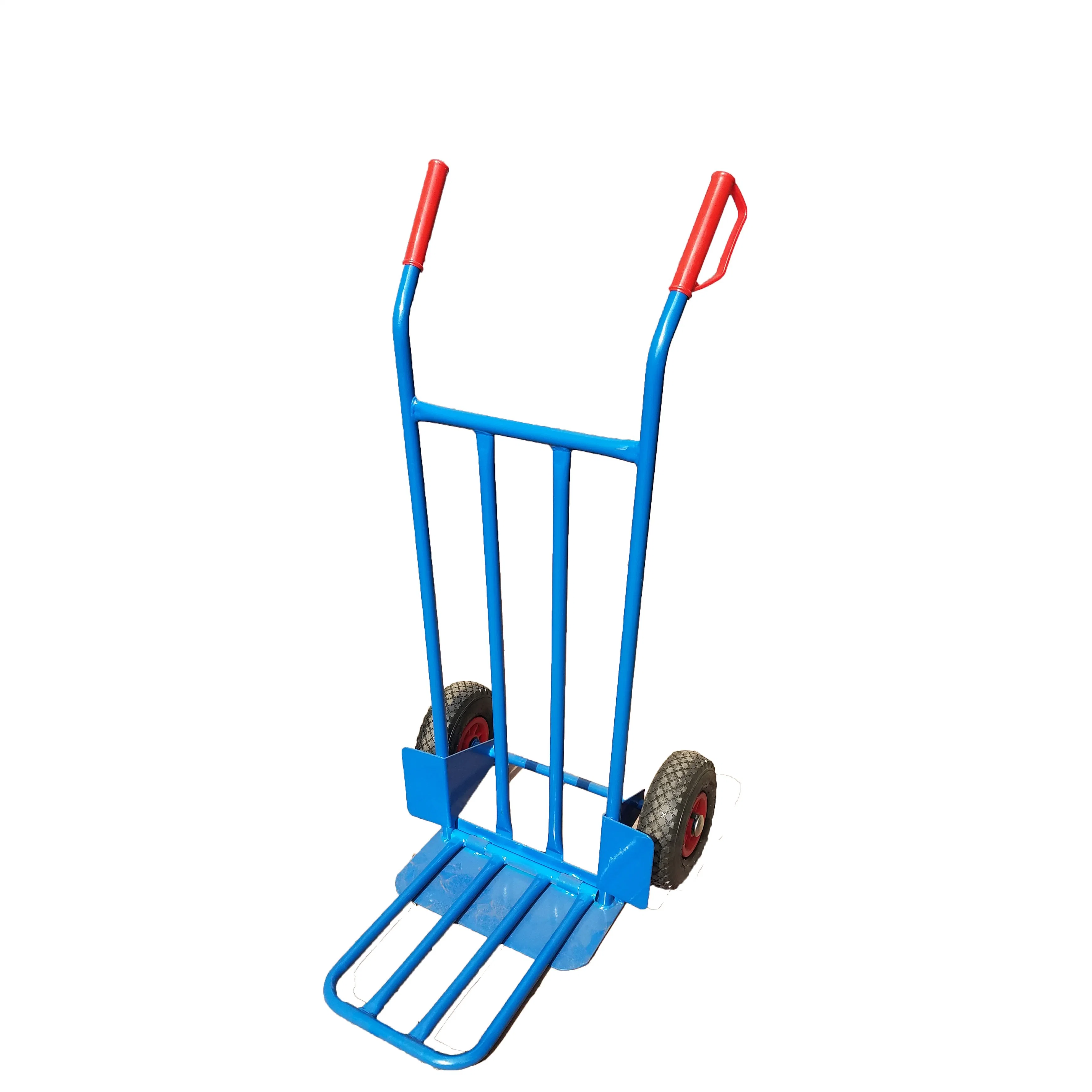 Folding Blue Pneumatic Au Platform Hand Trolley