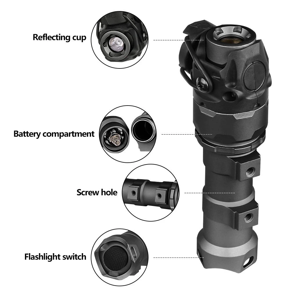 Spina Optics Tactical Flashlight 300lm Hunting Light LED Torch Fit for Outdoor Shooting