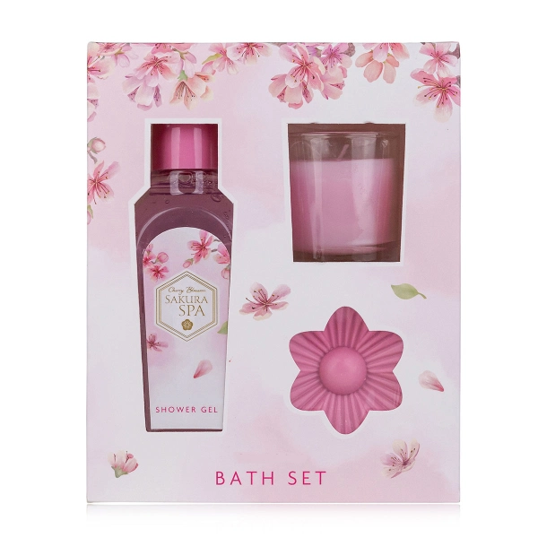 120ml Shower Gel + Candle + Flower Soap Bath Gfit Set