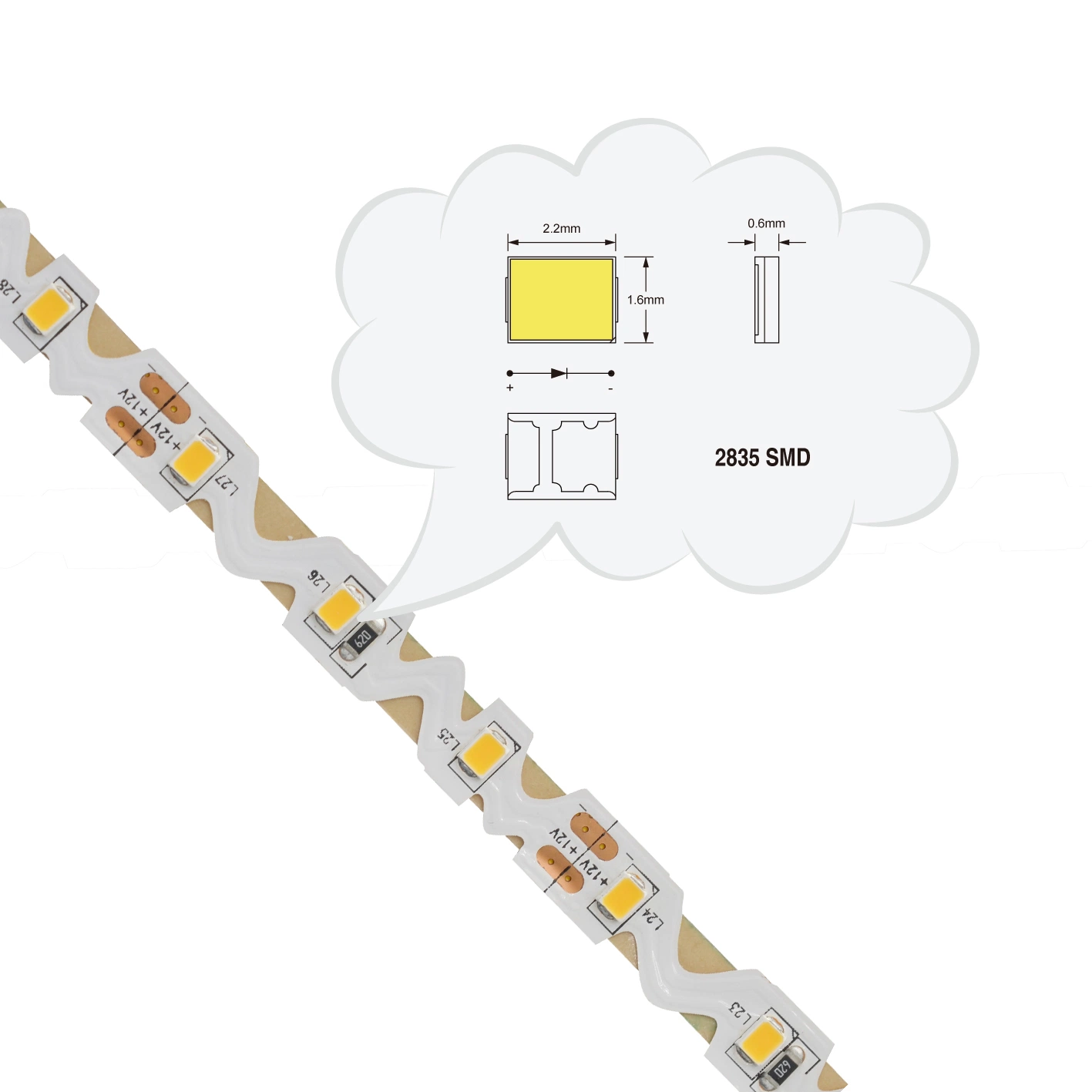 12V 24V SMD 2835 flexibler weißer RGB-LED-Streifen in Vollfarbe Licht