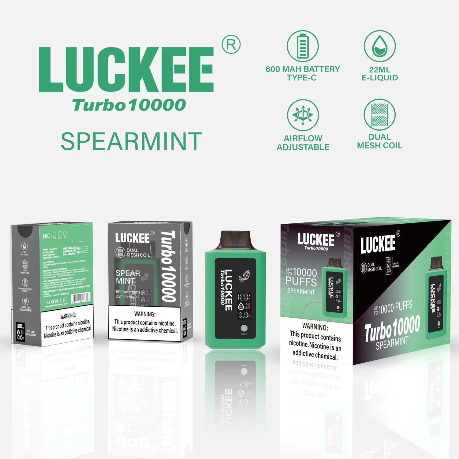 Luckee Turbo10000 Dual Mesh Coil VAPE Pen Atomizer cigarrillo electrónico VAPE al por mayor