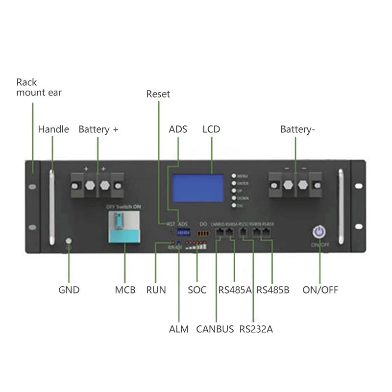 Rack Mounted LiFePO4 Energy Storage Battery 48V 5kwh 10kwh 15kwh 20kwh IP21 for Solar Home Energy Storage System