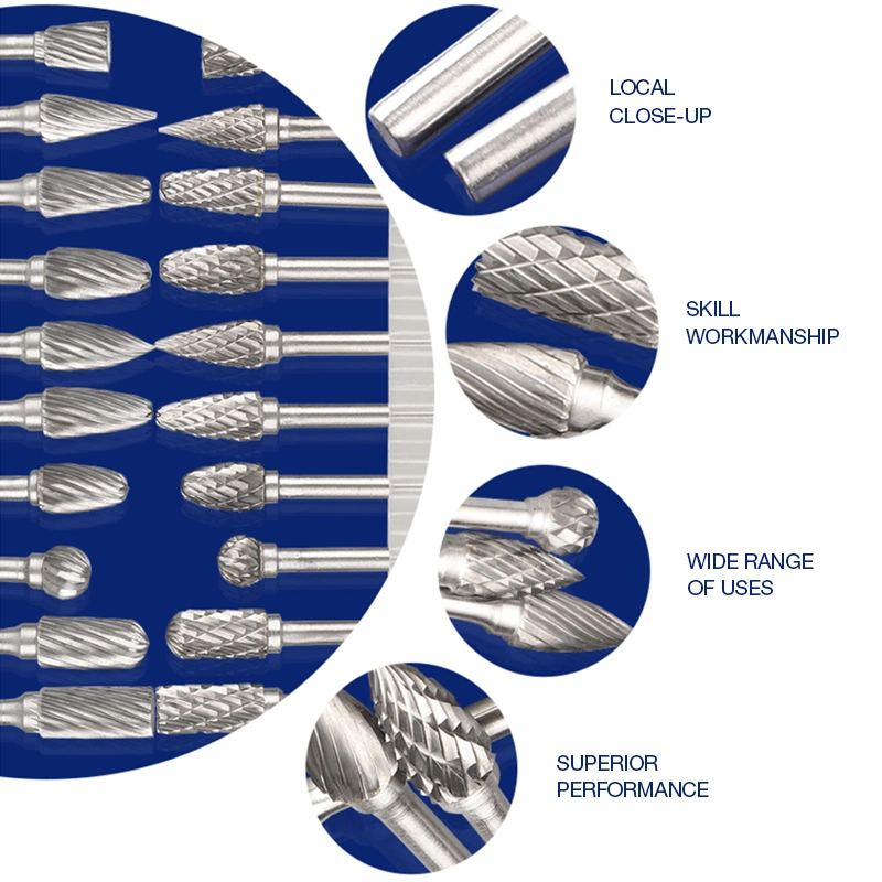 مجموعة من حواف urbide ذات 5 قطع مع ساق واحدة وقص مزدوج 1/4 بوصة أدوات الطاقة الصلبة Tungsten Carbide ملفات بت من أجل الموت مطحنة معدنية