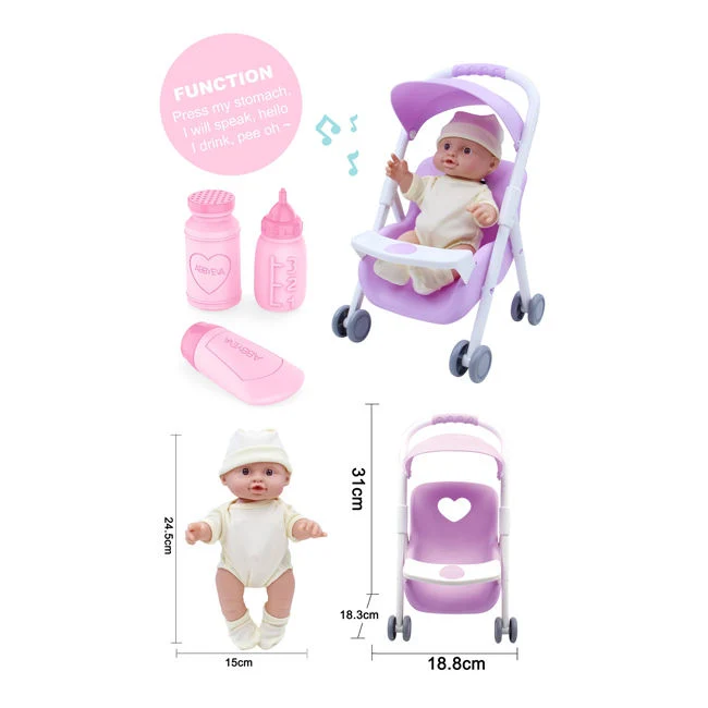 As crianças Walker carrinhos de brinquedos a água potável renascer Doll Bonitinha renascido boneca de bebé