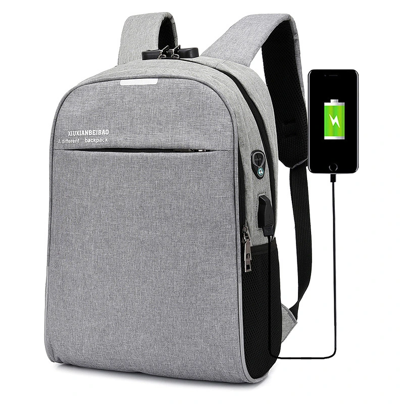 Computer Laptop Books College USB Headphone Jack Anti-Thief Brief Backpack Bag