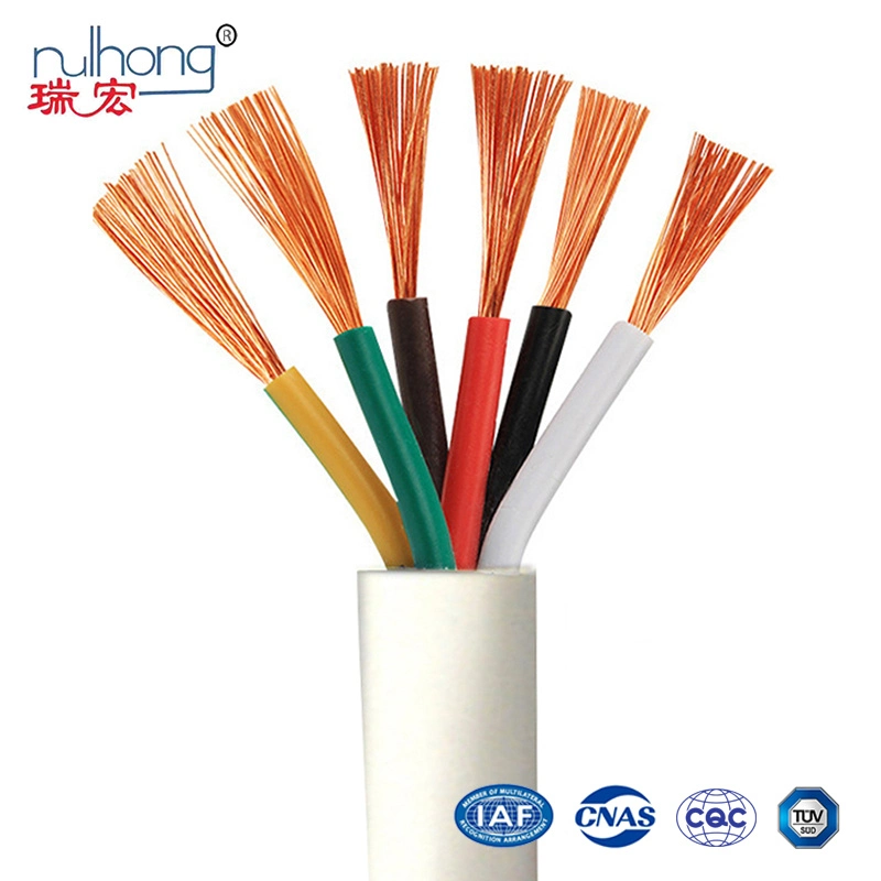Rvv Round Flexible Copper Cable 300/500V 2 Core Cables 1.5mm2 2.5mm2 White Electric Wires with PVC Insulated