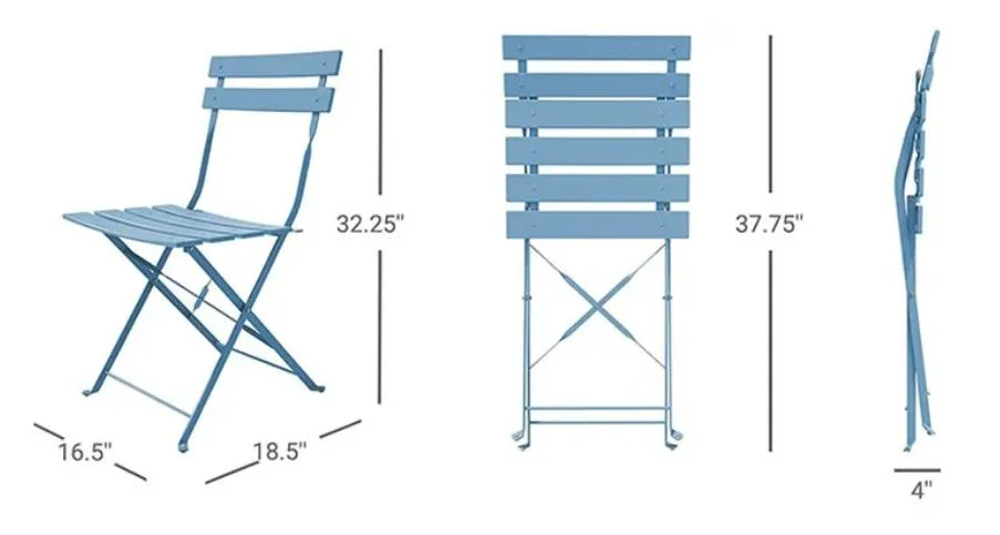 Outdoor Garden Courtyard Premium Steel Folding Patio Bistro Set Space Saving Furniture Foldable Balcony Table and Chairs