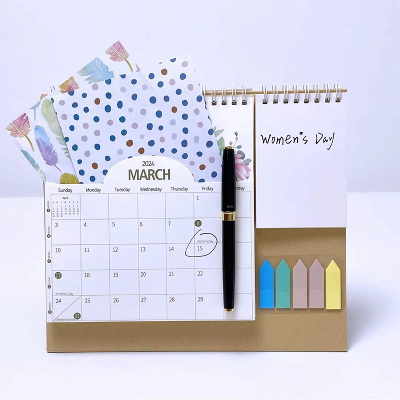 2024 Creative Simple Business Desk Desk Calendar Calendar with Sticky Notes Can Add Logo