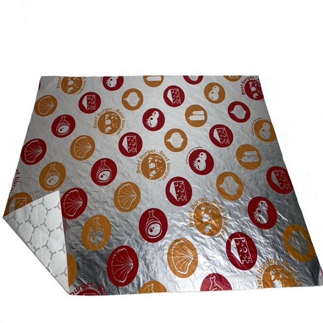 Colored Foil Hamburger Wrap Paper Printed Aluminum Foil Burger Paper