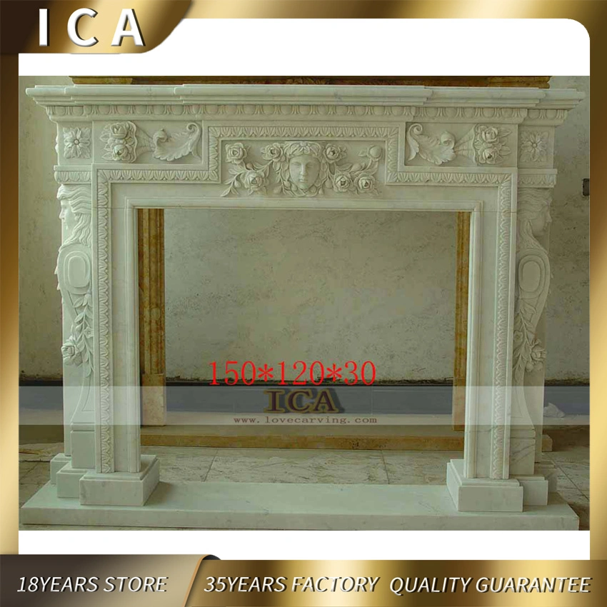 Popular Design Hand Carved White Marble Woman Statues Fireplace