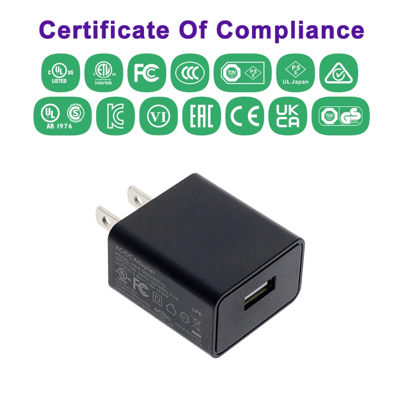 5V 2,1A 5V 2,5A 5V 3A 5V 1A USB-LADEGERÄT AC-DC-Netzladegerät CE GS PSE UL FCC C-Tick SAA KC KCC-Ladeadapter