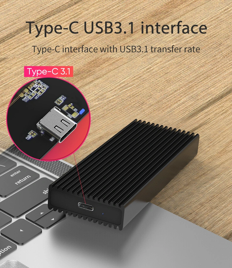 محول علبة من نوع USB 3.1 Gen2 M. 2 اللولبية SSD PCIe NVMe M. 2 مصنوع من الألومنيوم