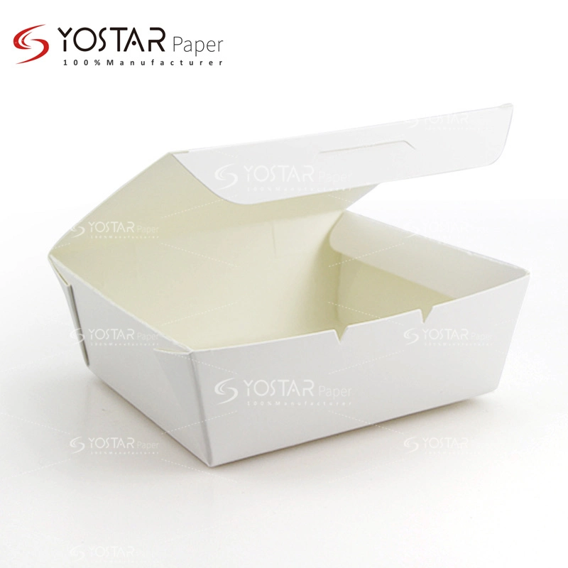 Eco-Friendly Disposable Fast Food Packing White Cardboard Paper Box with Leakproof