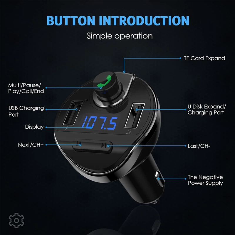 FM Transmitter Hands-Free Call Wireless FM Modulator Dual USB Ports Car MP3 Radio Player Car Accessories