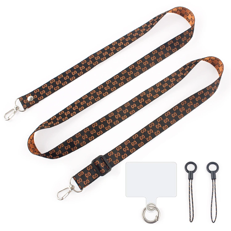 Factory Custom Wholesale/Supplier Polyester Heat Transfer Universal Mobile Phone Lanyard Spacer Cross-Body Adjustable Length Mobile Phone Strap